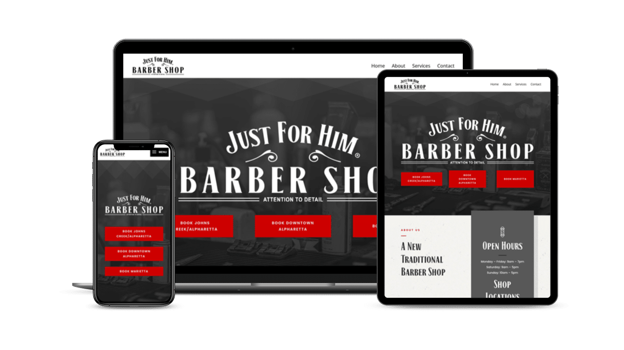 Just For Him Barber Shop Website Design